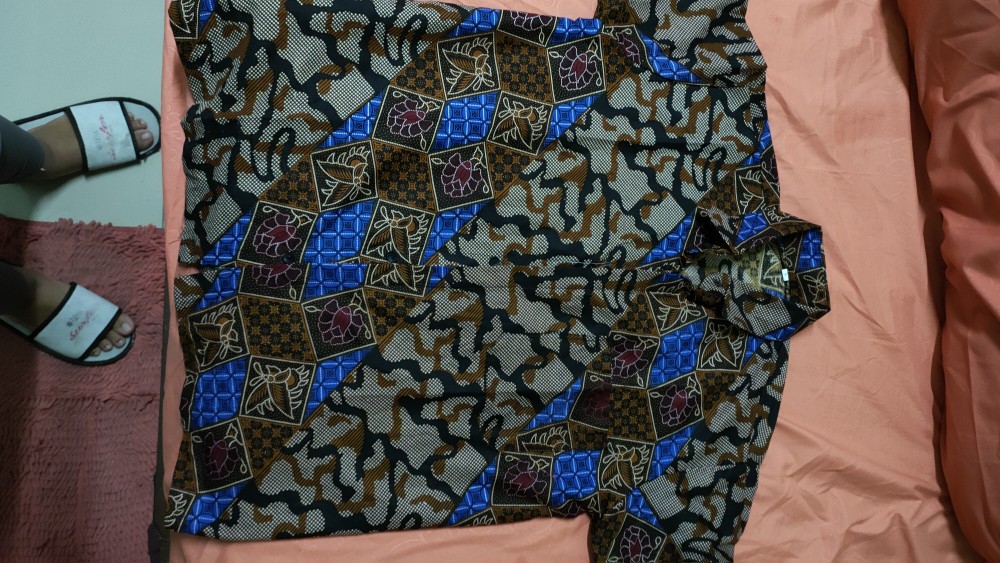 Kemeja Batik Lengan Pendek 021 Risna Batik Hrb026 Hem Batik Murah Seno Sogan Bakung Padi Manggar