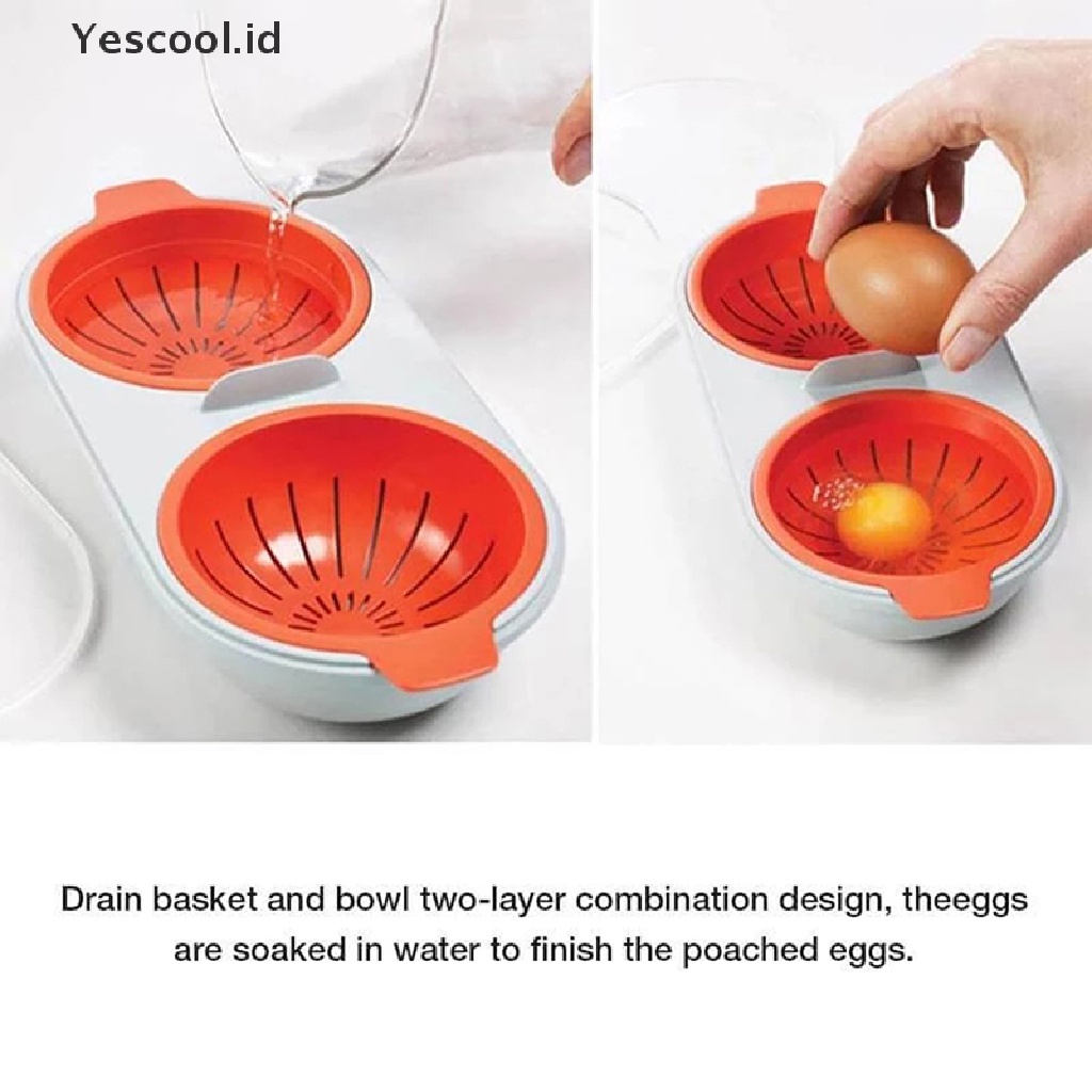 【Yescool】 Draining Egg Boiler Egg Poacher Steamer Set Kitchen Egg Cooker Tools  Kitchen .