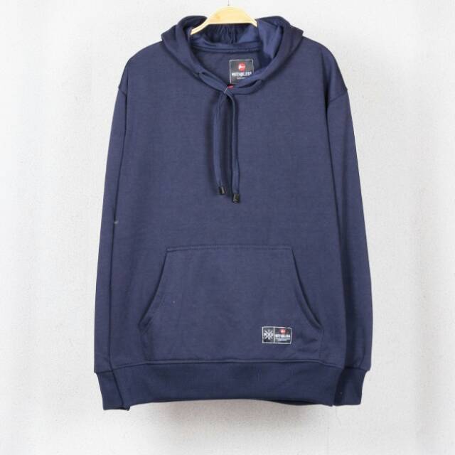 Sweater Hoodie Polos Warna Biru Dongker Navy Ukuran L