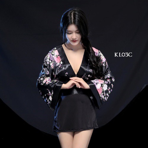 [PRODUK TERLARIS] LINGERIE KIMONO BAJU TIDUR KIMONO WANITA KIMONO JEPANG HITAM KL03C