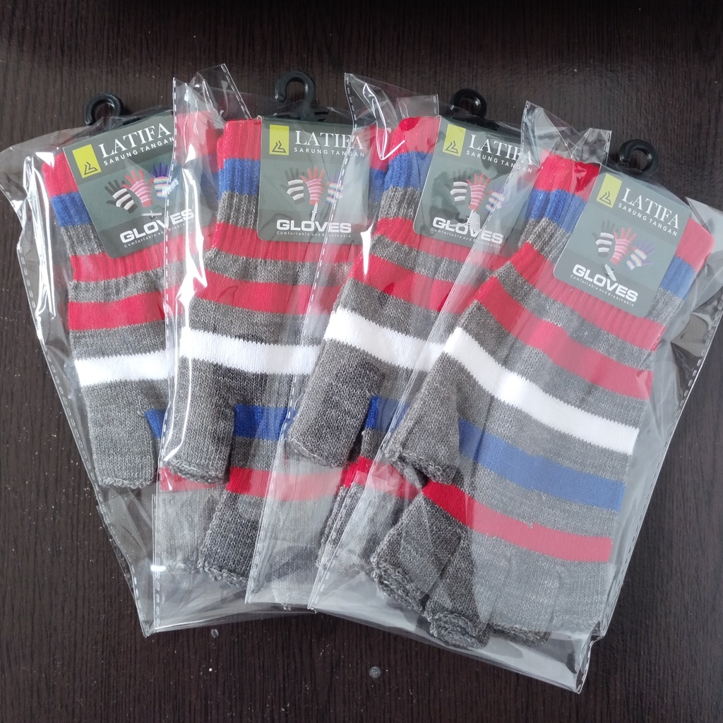 Sarung Tangan Motor Rajut Belang Setengah Jari UNISEX