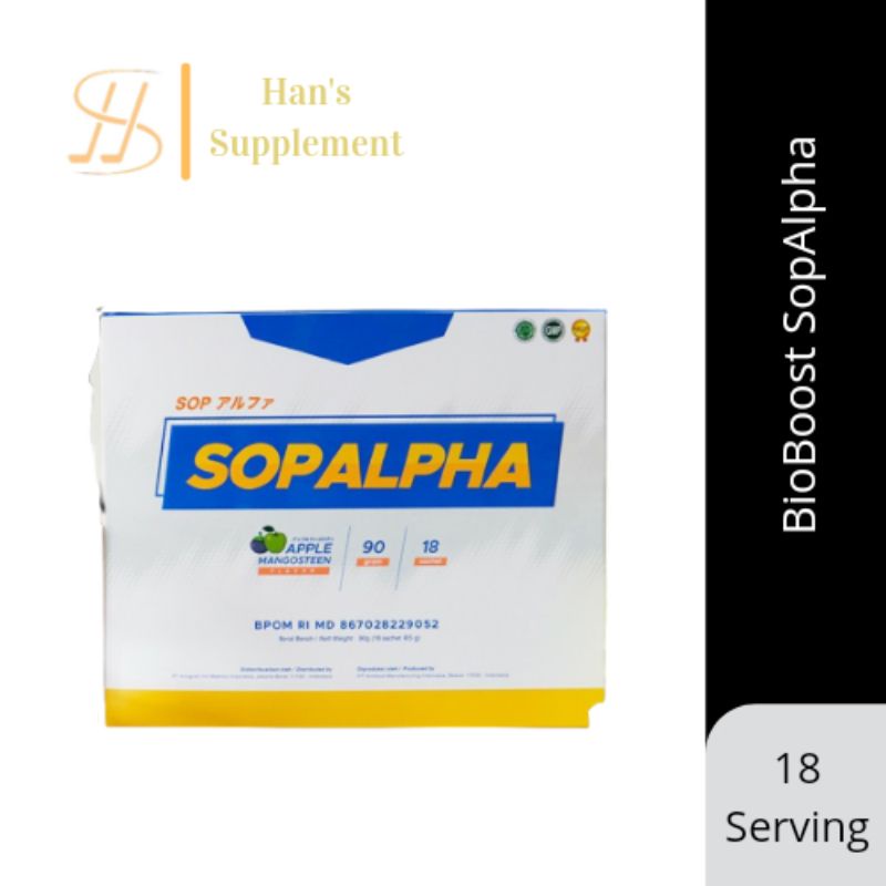 SOPALPHA SOP ALPHA SopAlpha 1 BOX ISI 18 SACHET BIOBOOST IMMUNE BOOSTER MINUMAN KESEHATAN BPOM HALAL