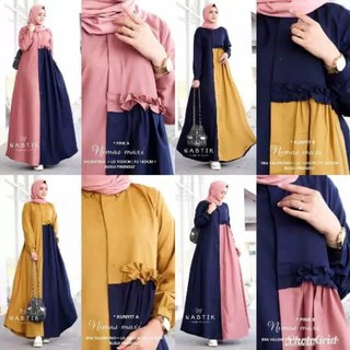  Baju  Gamis Jumbo  Wanita Muslim  SAMIRA LD 102 Ziper Sleting 