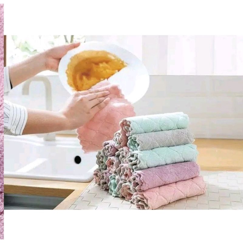 Vinztstore - Kain Lap Microfiber Tebal Anti Minyak Serap Air Kain Lap Meja Termurah