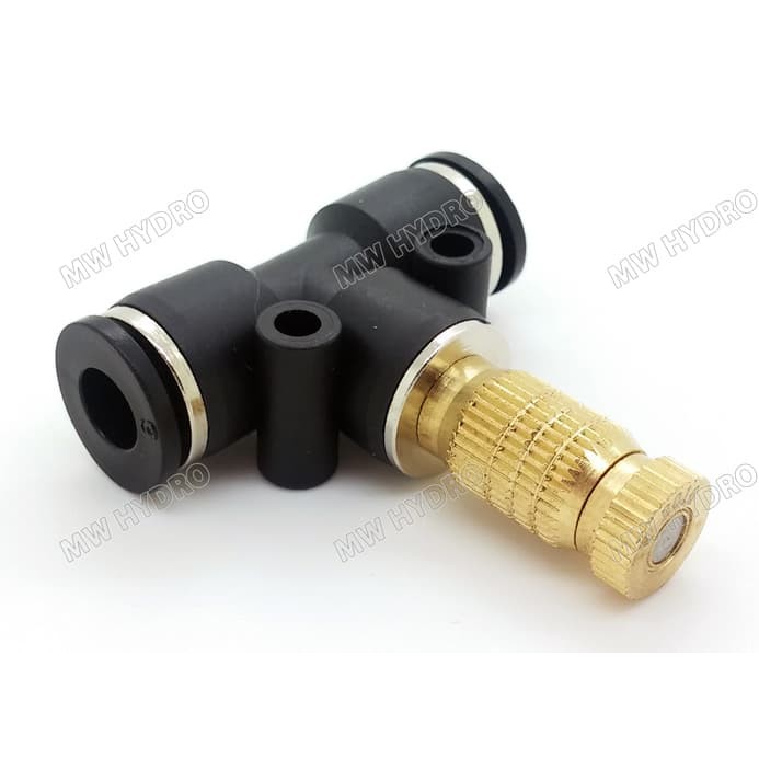 Tee 6 mm ke Nozzle - PU Quick Connector / Fitting Push In - Plastik