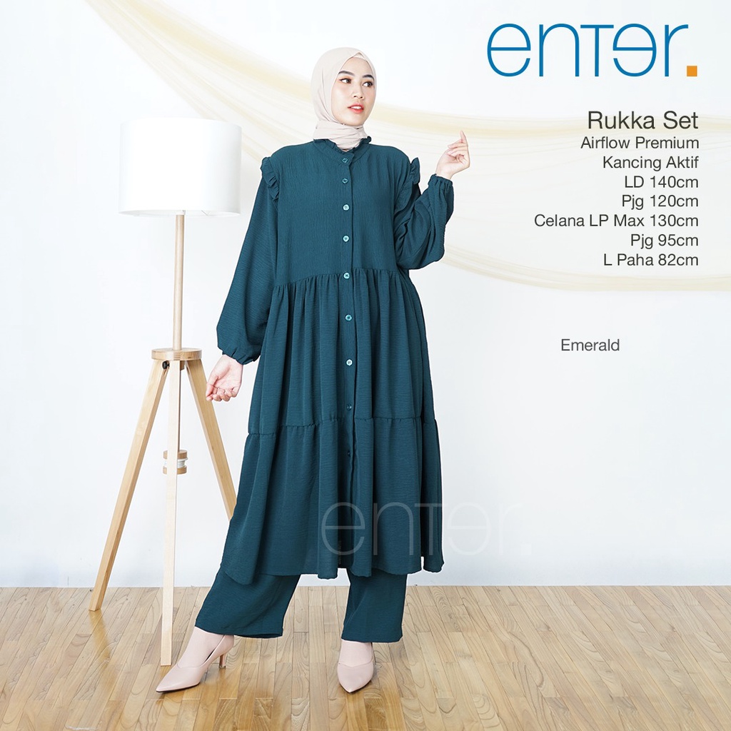 Set wanita jumbo polos LD 140 mat airflow premium setelan one set big size terbaru murah Ori Enter | Rukka Deven-Rukka emerald