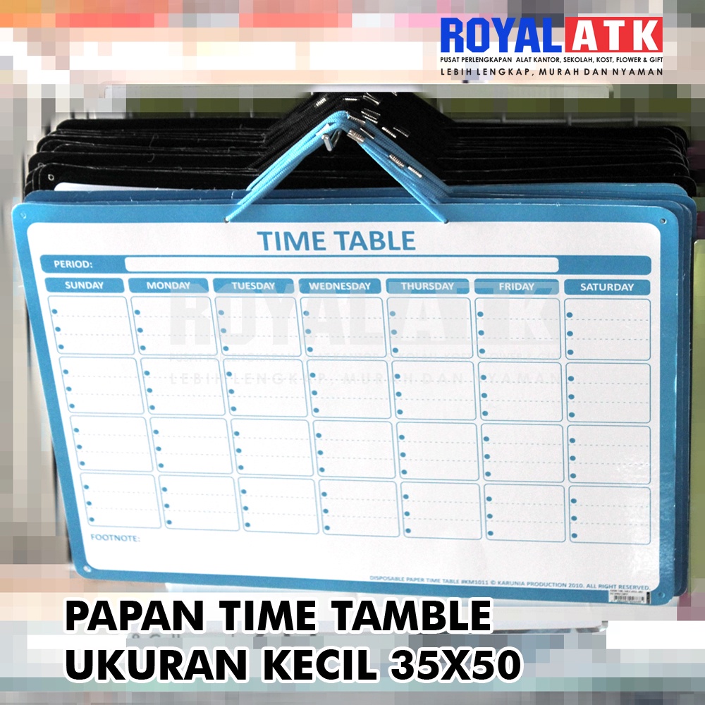 

PAPAN TIME TABLE KECIL (35X50) WRNA CMPR 1802206028685