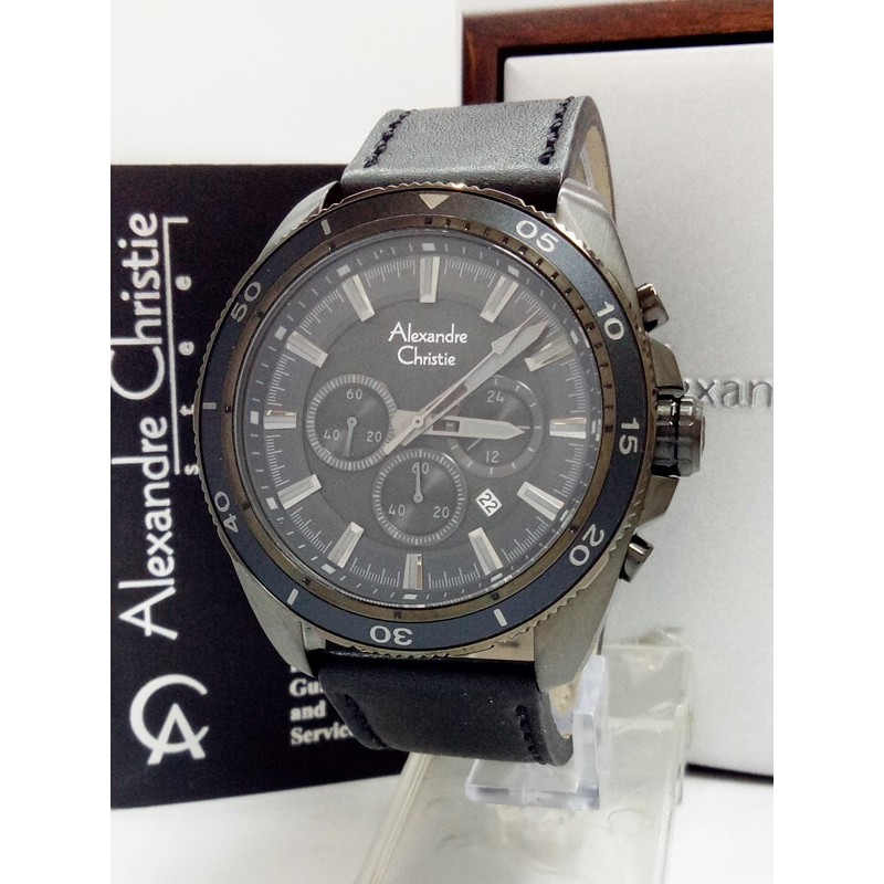 Jam Tangan Pria Alexandre Christie AC 6472 MC BLGYBL Kulit Original