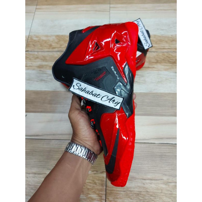 new sepatu lebron 11 miami heat away black red