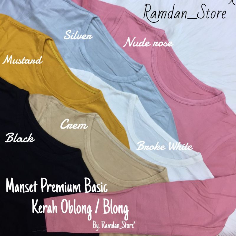Manset Baju Premium Basic Leher Oblong, Manset Lengan Panjang, Manset Badan kerah Oblong, kaos premium, Manset