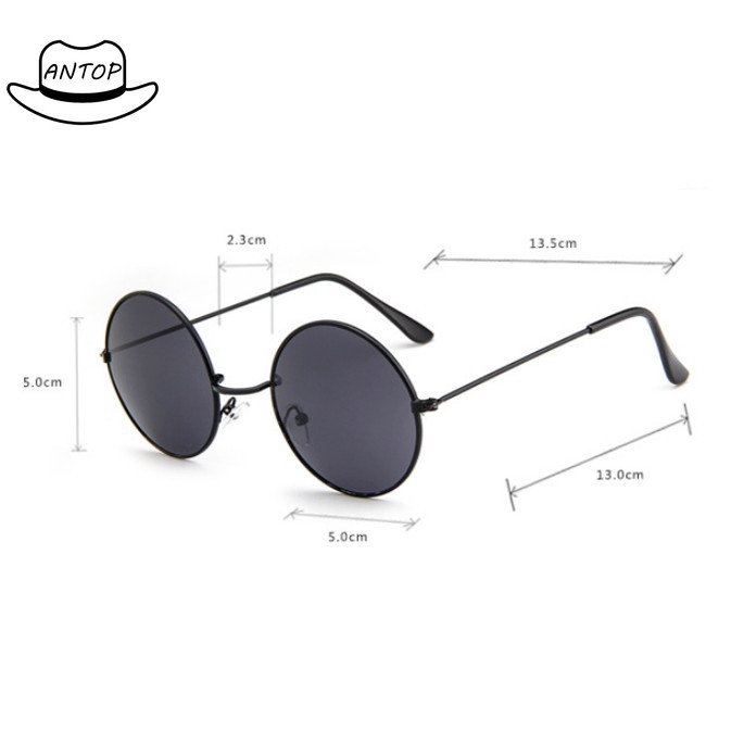 Antop! Kacamata Hitam Wanita Fashion Retro Sunglasses Round Bahan Metal Warna Warni