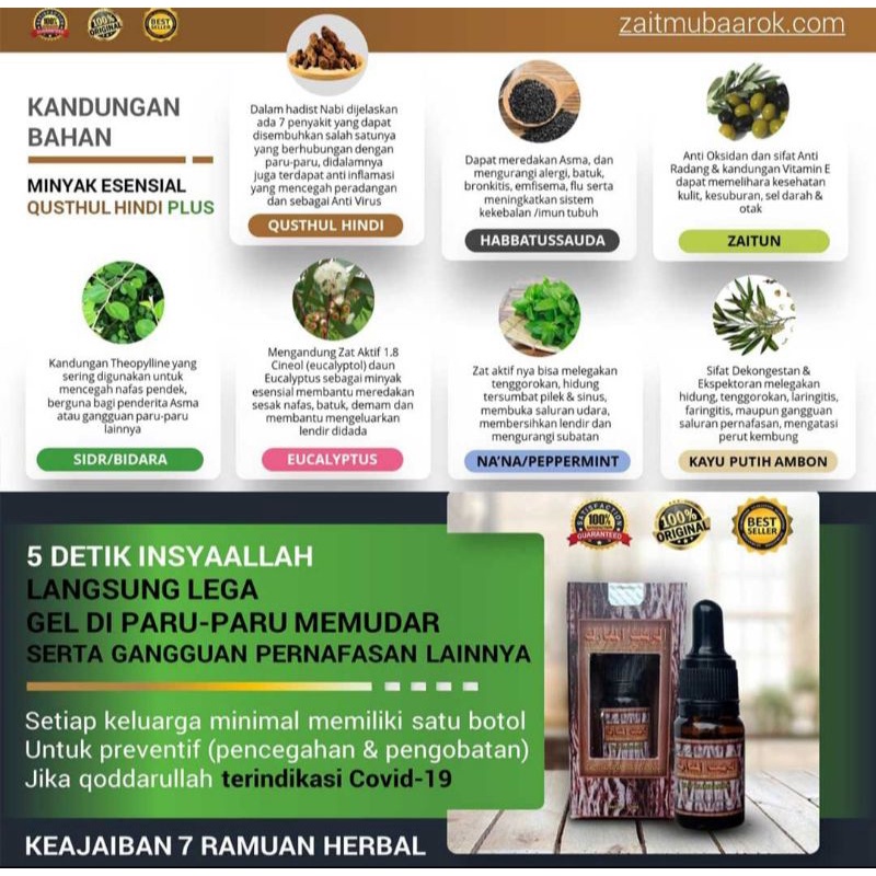 Minyak Qusthul Hindi Pelega Nafas