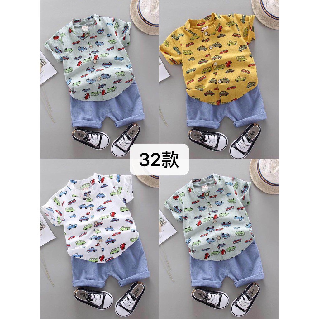 Baju Anak Laki2 1 Tahun -2 EBV Setelan Kemeja Bayi Laki-laki Lengan Pendek IMPORT