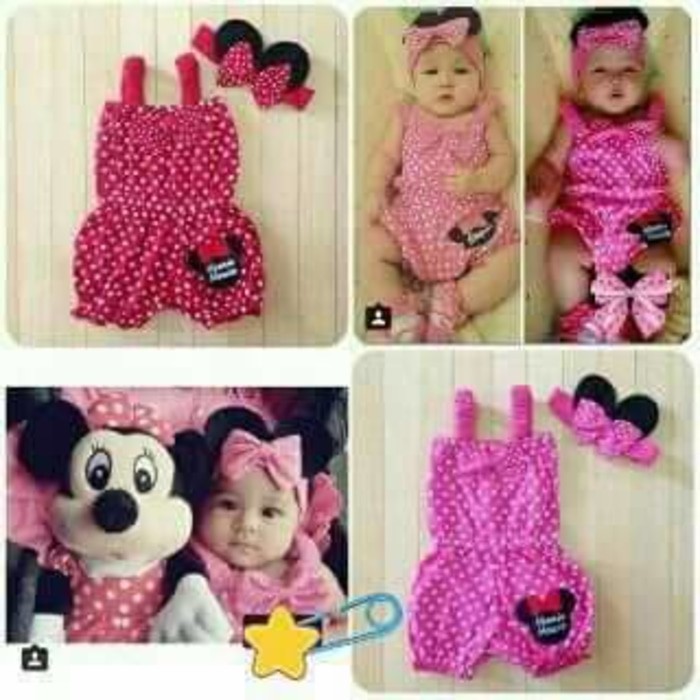 TERBARU baju jumpsuit Jumper baby girl bando bayi perempuan minnie mouse TERMURAH 002