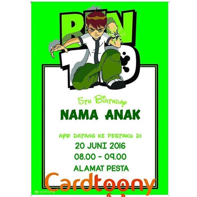 Kartu Undangan Ulang Tahun Ben 10 / Ben10
