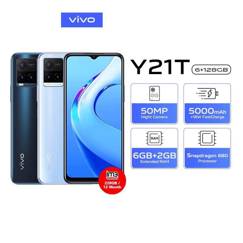 Vivo Y21T [6GB+128GB] Snapdragon 680 - 50MP Triple Camera - 6.51&quot; IPS LCD - 5000mAh Garansi Resmi Vivo 1 Tahun