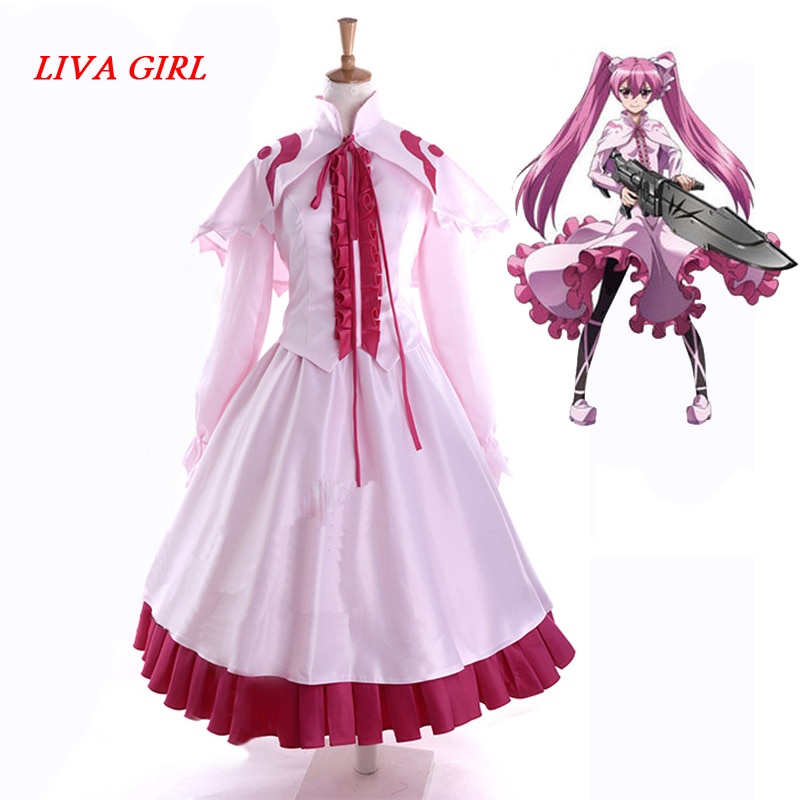 PREORDER Liva girl Anime Akame ga Kill Mine Cosplay Costume Custom Custom Made Any Size Pink Tea Len