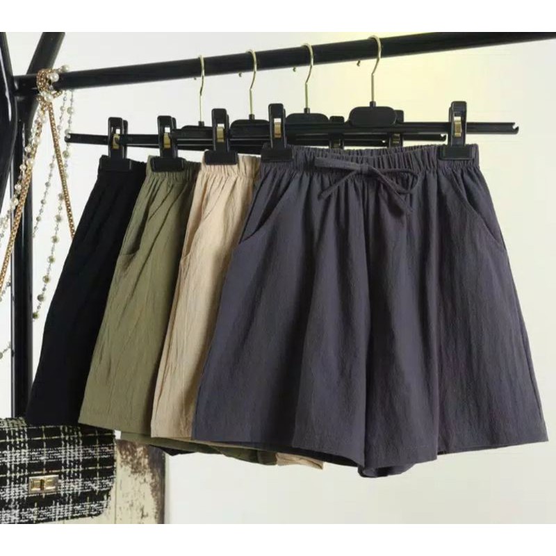 PROMO!! GINA LINEN SHORTS PANTS - CELANA PENDEK WANITA HIGHWAIST TERLARIS KEKINIAN