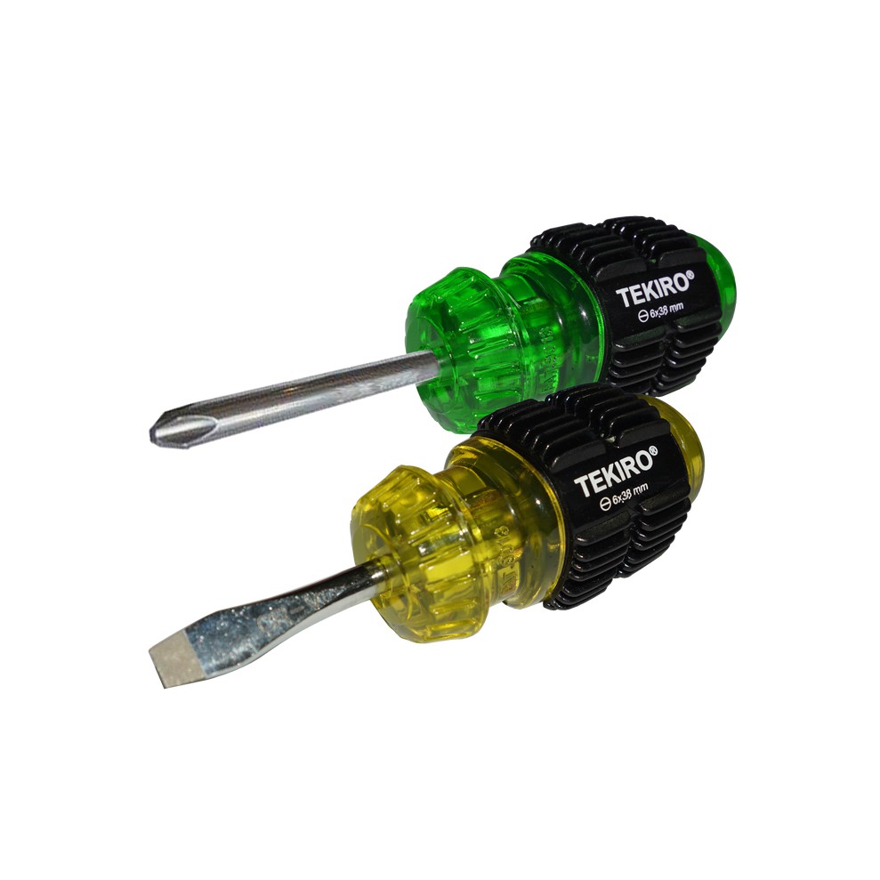 Obeng Cebol 2 Pcs Tekiro - Obeng Gagang Karet Pendek 2 Pcs Tekiro