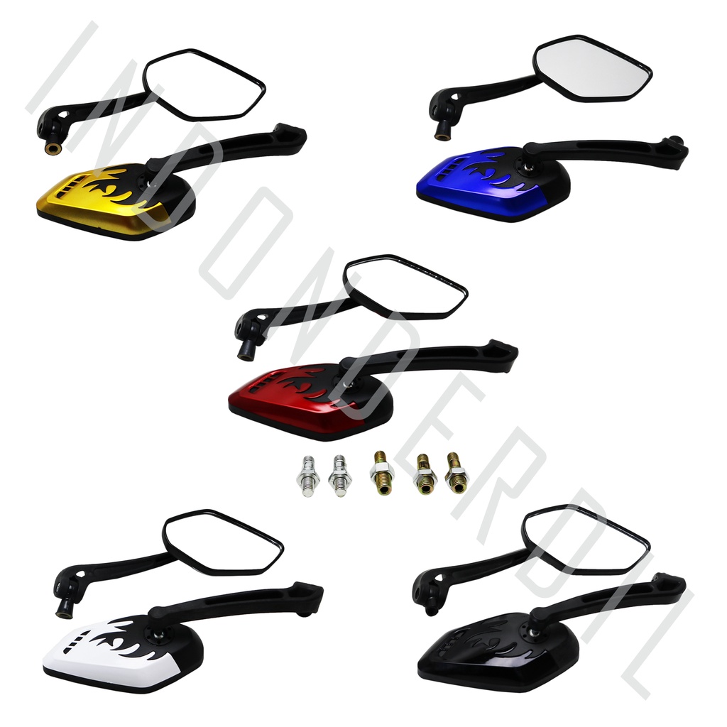 Spion-Sepion-Kaca Kanan Kiri Set Variasi Api J002 Untuk Semua Jenis Motor-Universal Beat/Mio/Vario/Tiger/PCX/NMAX/Aerox/Scoopy/Revo/Grand/Jupiter/DLL