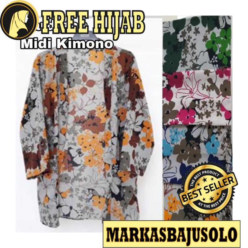 LONG CARDIGAN ANDARA MIDI KIMONO / CARDIGAN WANITA PANJANG RAJUT MOTIF BATIK PUTIH