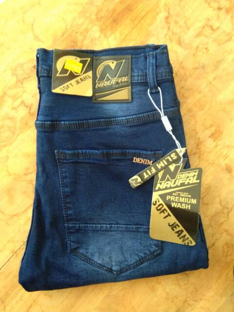 Jeans navy pria celana panjang streeth pria