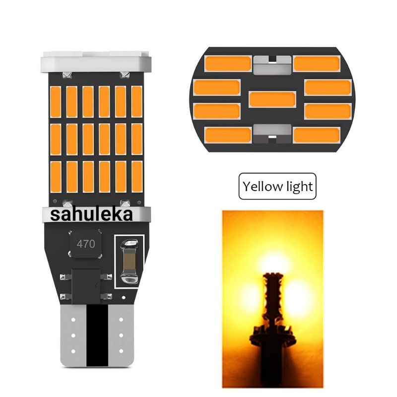 Lampu LED T10 T15 Untuk SEIN - SENJA 45smd 4014 Super Terang-Kuning ( Amber )