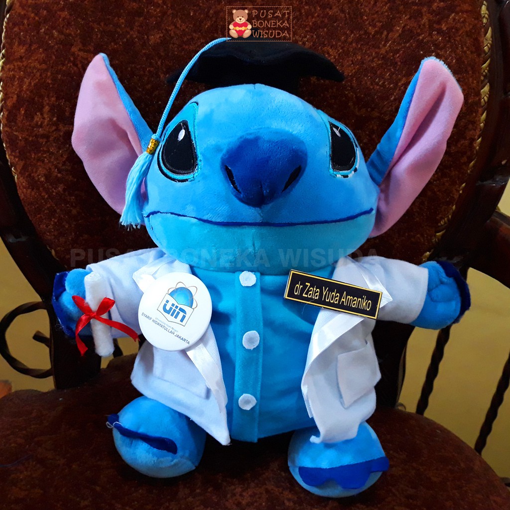 Boneka dokter snelli Lilo Stitch Stit Stitch Biru Medium 30cm Boneka Wisuda dokter Profesi Custom