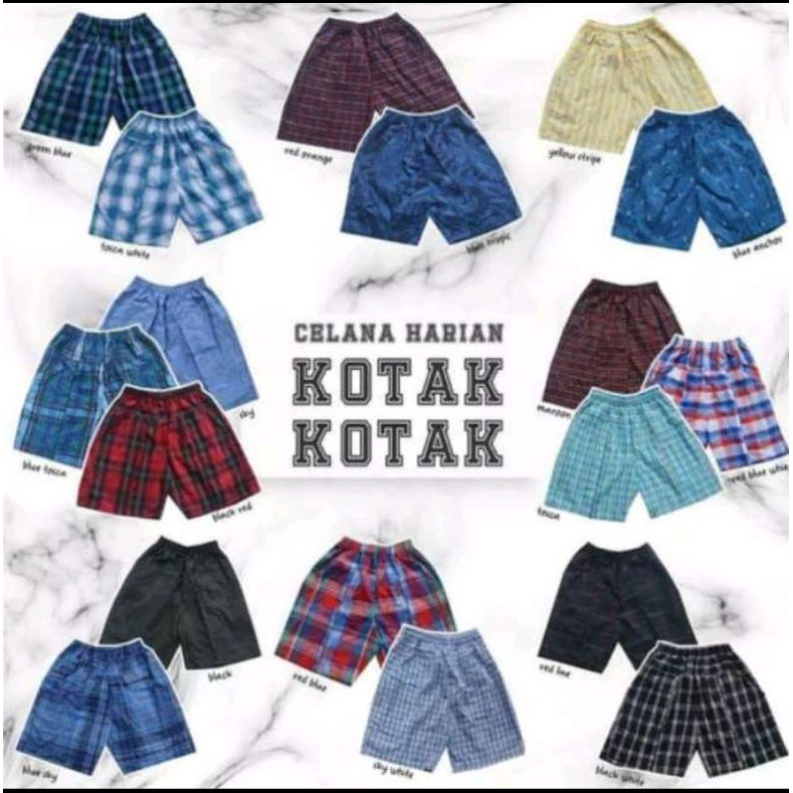 Celana Anak Laki laki Harian Pendek 1-10th Cowok Kotak hawai Boxer Katun Kolor