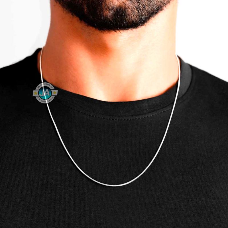 TERMURAH Kalung Pria Wanita Titanium Silver Asli  Warna Emas Putih Polos Bulat Cowok Cewek