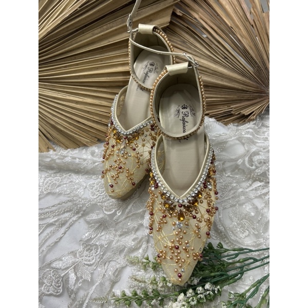 sepatu wanita wedding pesta naima gold tali 9cm tahu