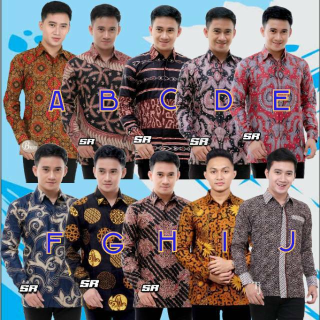 Kemeja Batik  Pria Modern Lengan  Panjang  Casual Modis Slim 