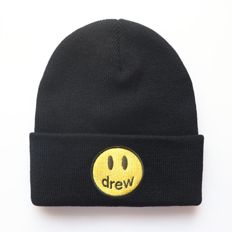 Topi Rajut Bahan Wol Motif Smiley Face Gaya Hip-Hop Untuk Pria Dan Wanita