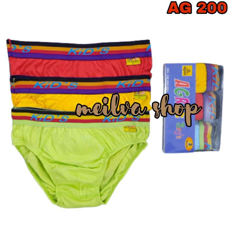1 Kotak Isi [3pc] CD Agree Boys | AG 200 | Celana Dalam Anak Laki Laki | Anak 4-6 thn Karet Boxer