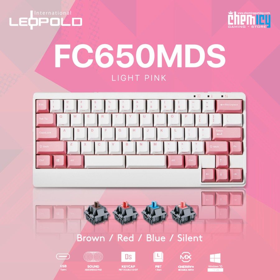 Leopold FC650MDS Light Pink Double Space Mechanical Gaming Keyboard