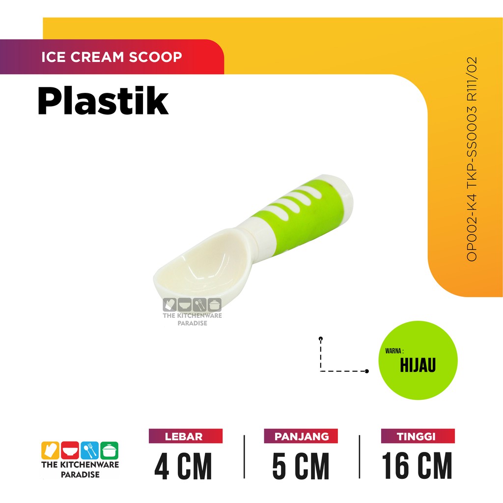 SENDOK ATAU SCOOP UNTUK ICE CREAM BAHAN PLASTIK