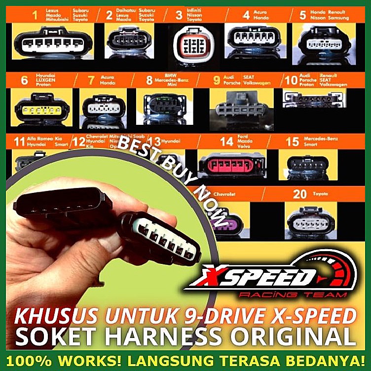 Soket konektor harness pedal gas drive by wire original 9 Drive Xspeed throttle controller trotle co