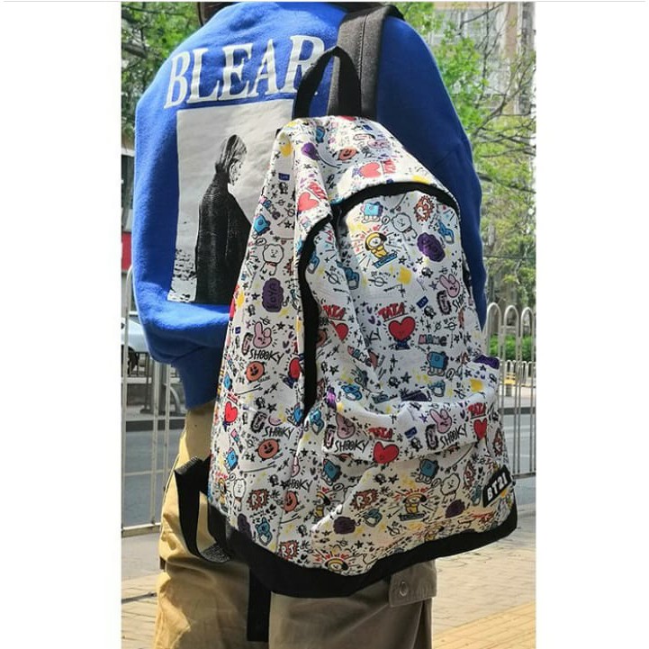 Backpack - Ransel Sekolah BT Boy Band Korea Tas Besar Kpop Korea Bangtan Army Lucu Murah Unik