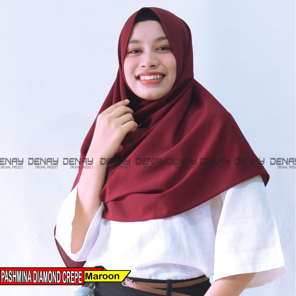 TOKODENAY - HIJAB PASHMINA DIAMOND CREPE - JAHIT TEPI PASHMINA JILBAB KERUDUNG POLOS MUSLIM