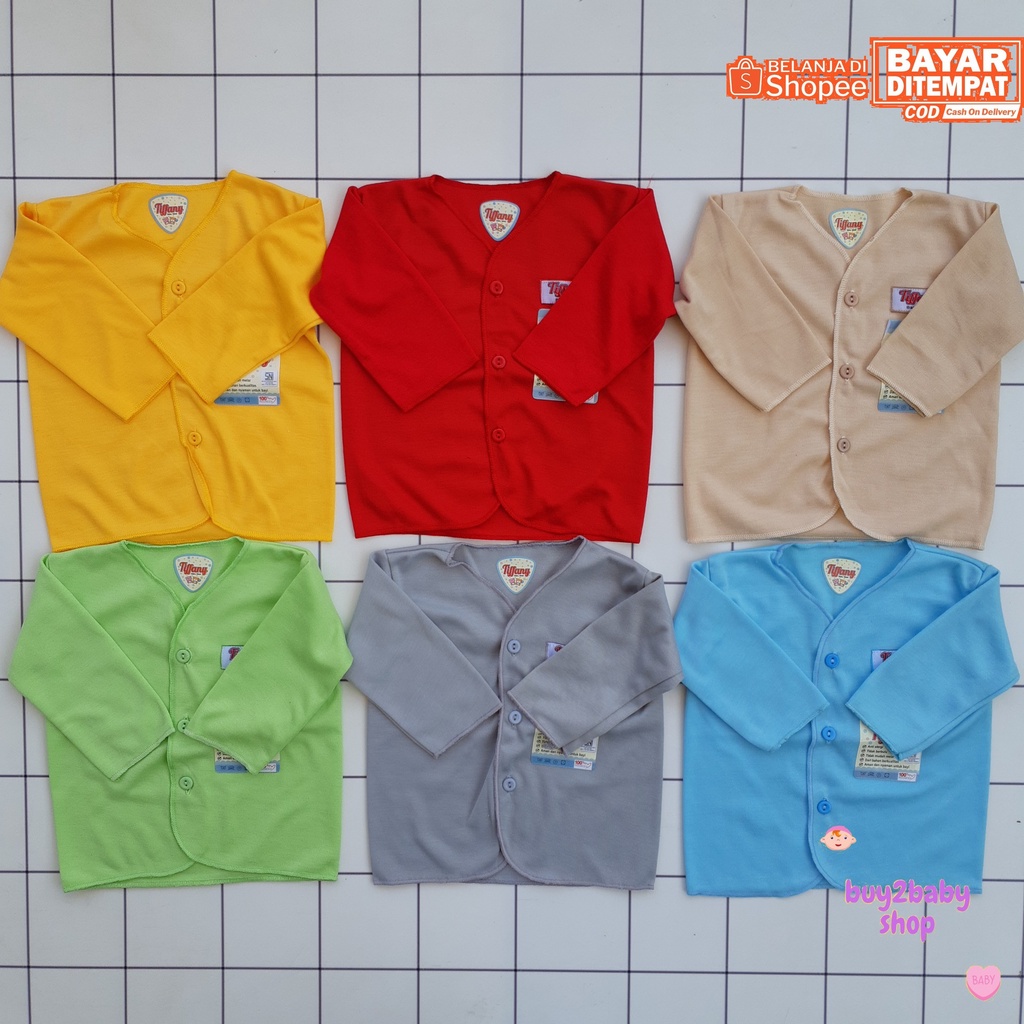 Baju bayi lengan panjang katun full color Tiffany 0-3 Bulan isi 6 PCS