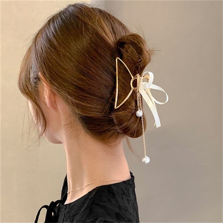 Jepit Rambut Korea Bahan Alloy Jedai Logam Jumbo Jepit Salon Besi Kupu Kupu dengan Pita Butterfly Metal Hair Claw Clips