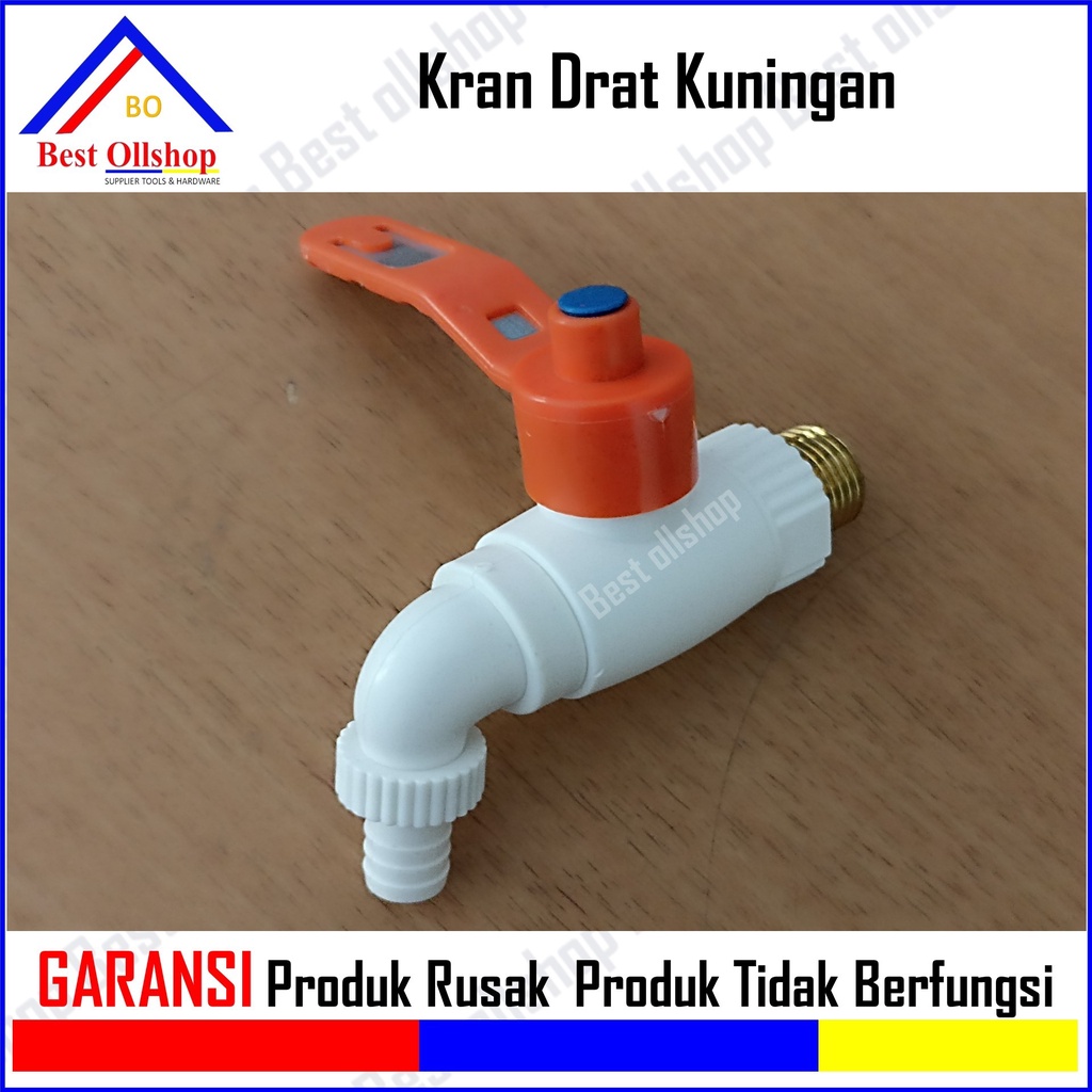 Kran Air PVC Jumbo Drat Kuningan 1/2 / Keran Kran Air Tembok Taman Plastik Murah