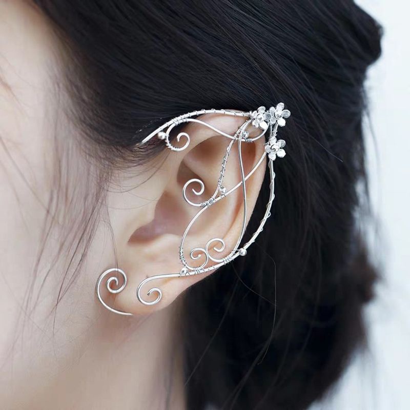 Anting Klip-on Desain Sayap Peri Filigree Untuk Kostum Cosplay