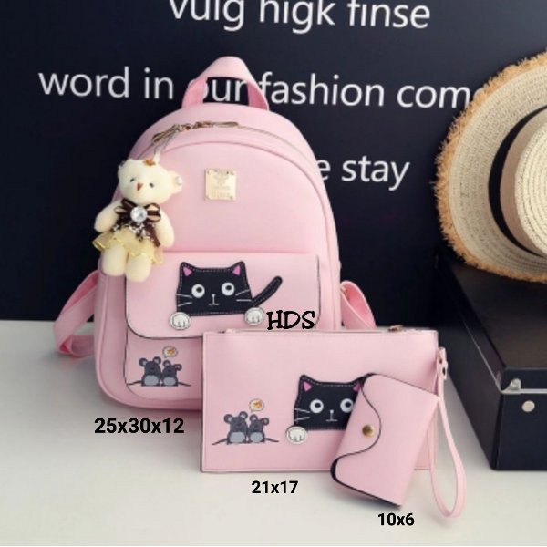 Tas ransel wanita Set 3in1 Tom&Jerry