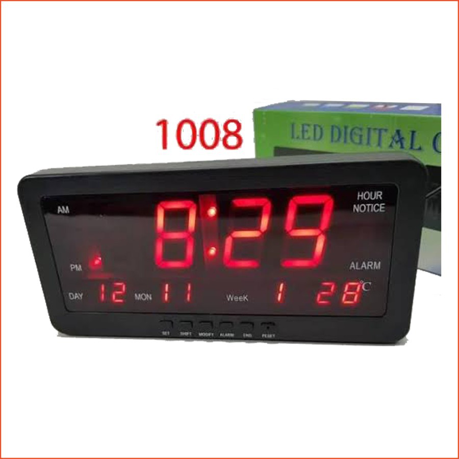 LED Digital Clock Alarm Jam Meja/Jam Dinding Digital 1008 LED Merah