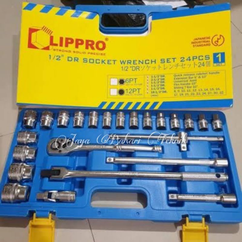 Kunci Shock LIPPRO Set 1/2  Socket wrench set 24pcs (12PT)