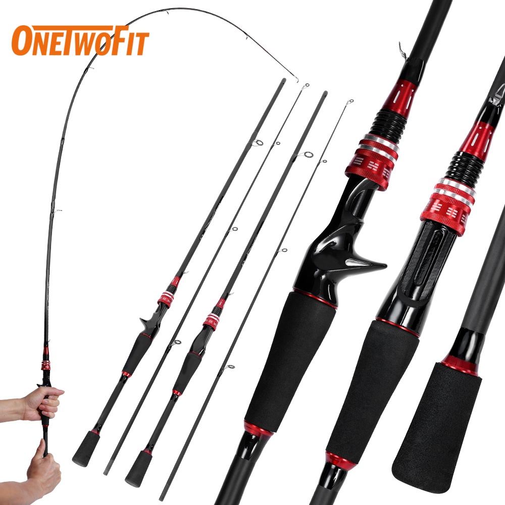 OneTwoFit 1.8M 2 Bagian Spinning/Casting Fishing Rod Fiber Carbon Fishing Pole Fishing Tackle Outdoo