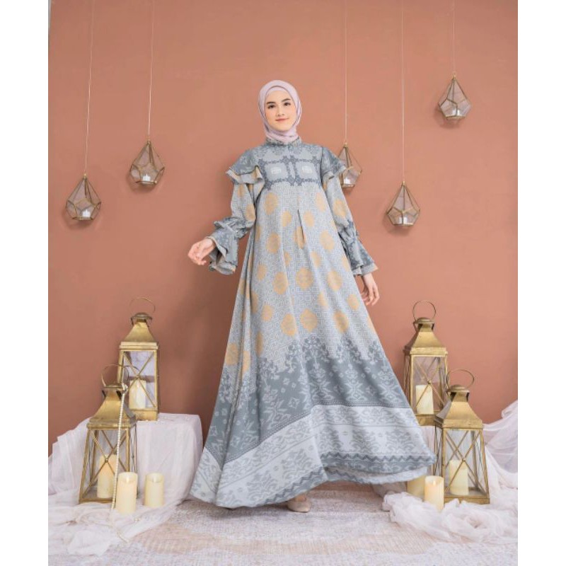 Tenun dress greisy dan koko lengan pendek
