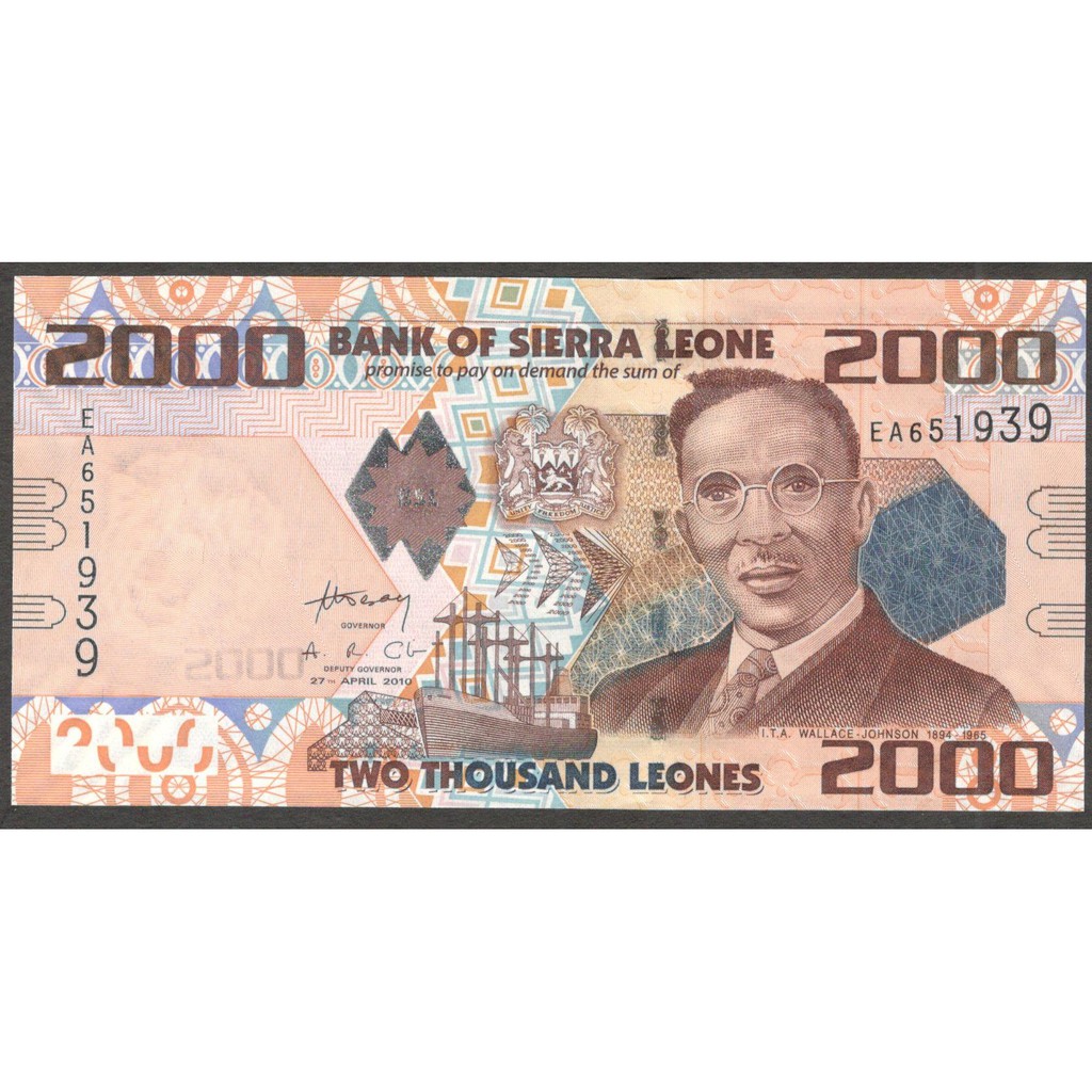 Uang Kertas Sierra Leone 2000 Leones 2010 UNC Baru Gress