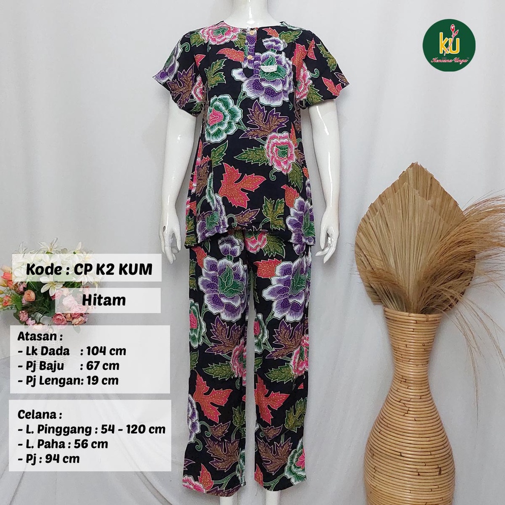 COD SETELAN BATIK KENCANA UNGU ASLI | Baju Santai Tidur Wanita Setelan Celana Panjang Piyama Motif-4